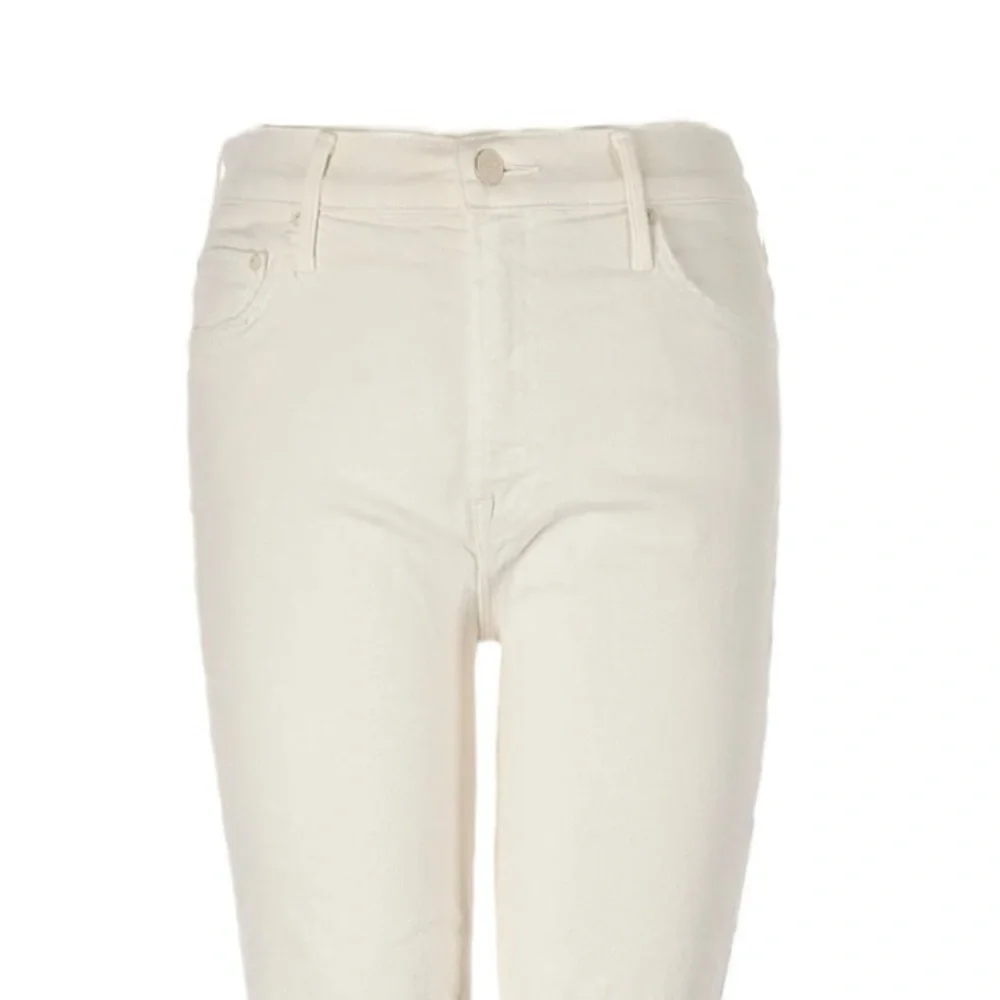 Mother The Looker Ankle Step Fray Jeans Cream Puffs NWT Size 33 High Rise Skinny